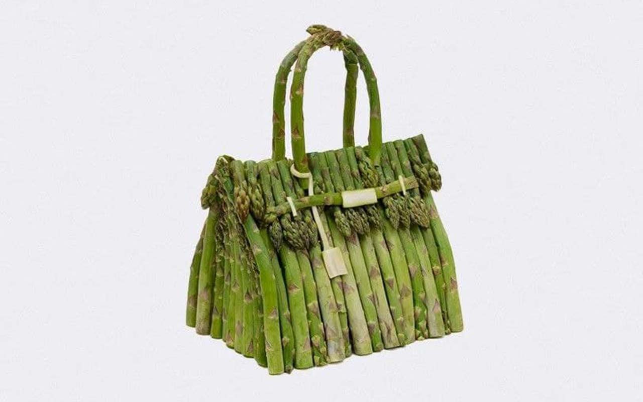 художник створив сумки з овочів